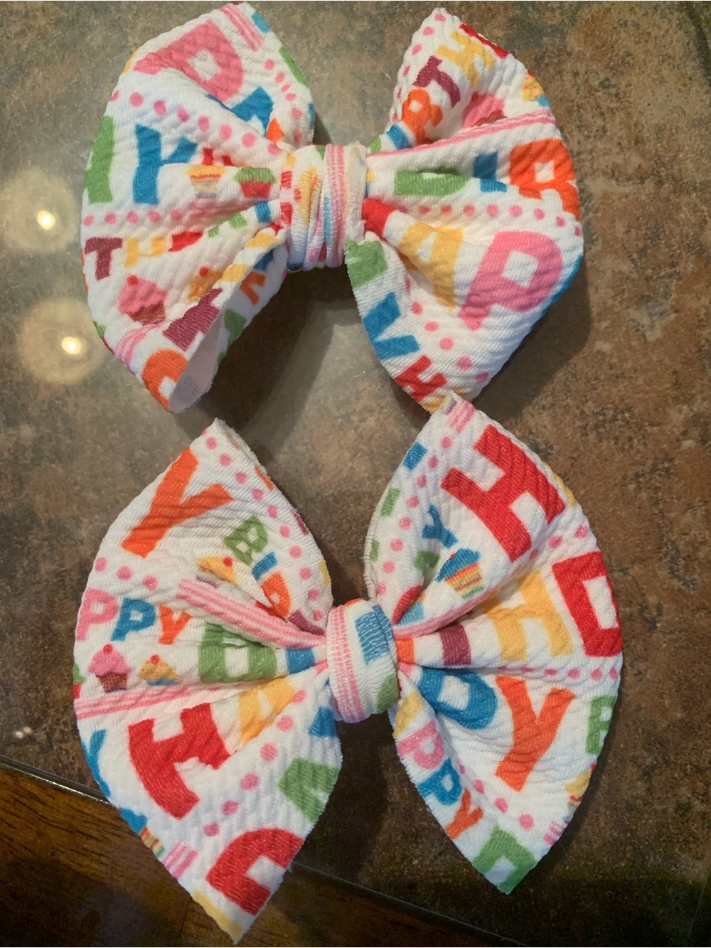 Handmade Happy Birthday Pigtail Bow set